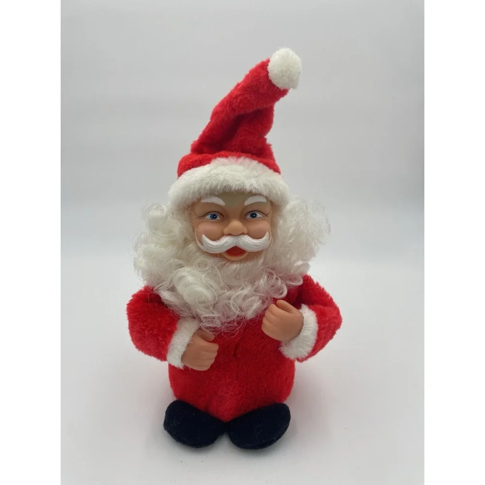 Vintage Santa Musical Dancing‎ Rubber Face Plush Santa Claus
